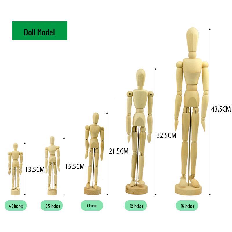 10-дюймовая деревянная шарнирная фигурка руки для домашнего декора и рисования Natural Wood Color
