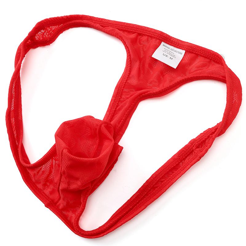 1Pc Thong Panties Nylon Briefs Sheer Bulge Pouch Underwear Ice Silk Sexy G-string Men's