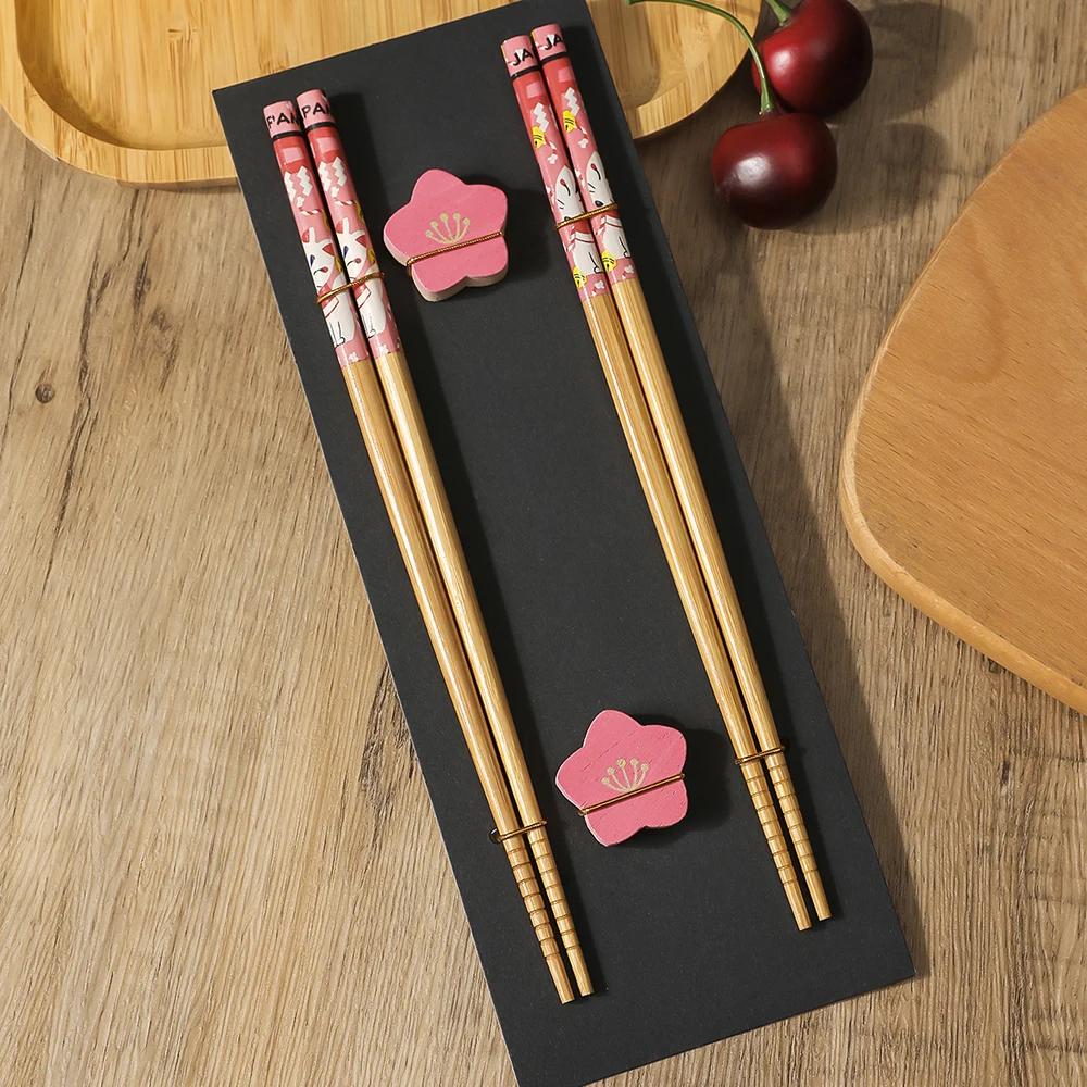 2 Pairs Chinese Chopsticks Japanese Korean Sushi Solid Wood Chopsticks Wedding Gift Chop Sticks Hashi Two Pairs Chopsticks Set