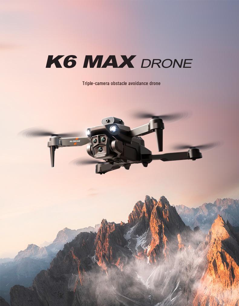 K6max Drone: 4K HD, Triple Cameras, Vertical Shooting, Optical Flow, Aircraft with Quad-Sided Obstacle Avoidance & Remote Control