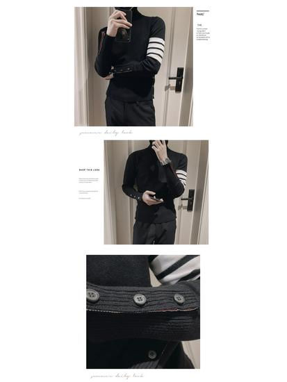 2024 Winter Korean Slim Fit Men's Casual High Neck Knit Sweater