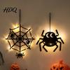 Halloween Holiday Decorations Pumpkin Hanging Decor, Non-Woven Ghost Ornament with Light String, Spooky Accessories Door Wall Decor for Party