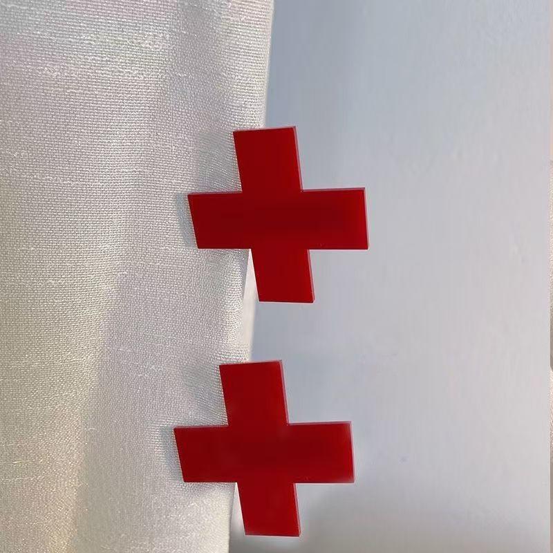Harajuku Punk Gothic Trendy Diablo Red Cross Hair Clip Medical Creative Cool Spicy Girls Y2k Accessorie Cosplay Hair Pins