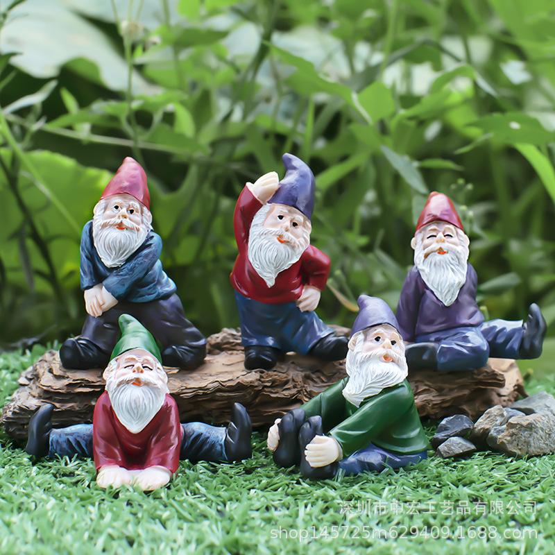 Personalisierte Gartendekorationen Zwergenhandwerk Grenzüberschreitendes Mikrolandschafts-Szenen-Set Dekorationen Fitnesszwerg