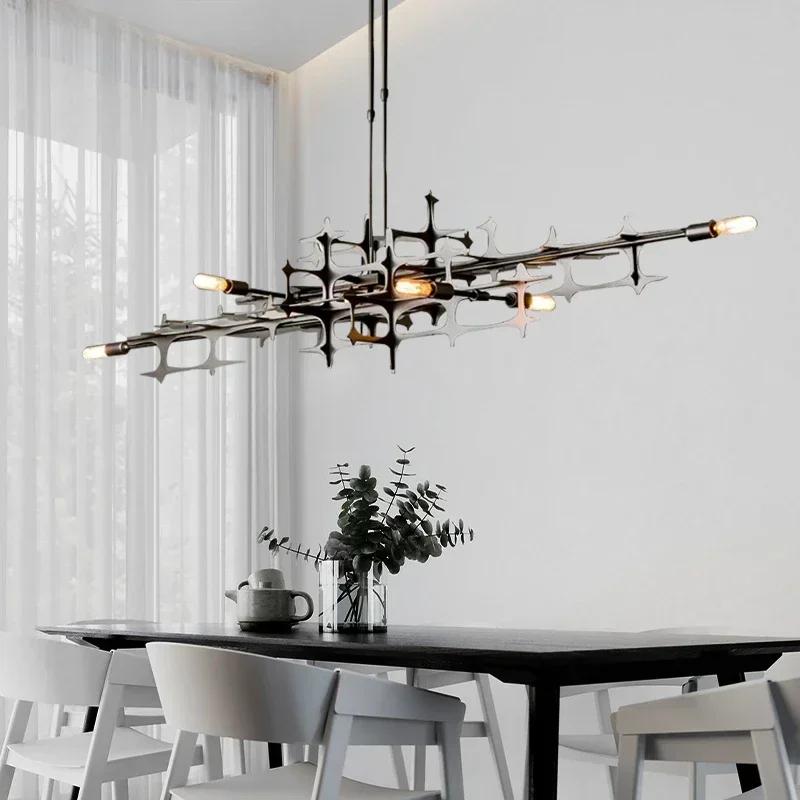 Nordic Light Luxury Restaurante Chandelier Personality Geometric Bar Pendant Light Stainless Steel Kitchen Lsland Hanging Lamp