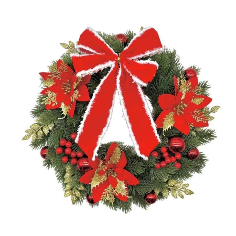 

Illuminated Christmas Wreath Decoration 33CM Battery Operated Door Wreath Hanging Decoration For Door Mantels Window