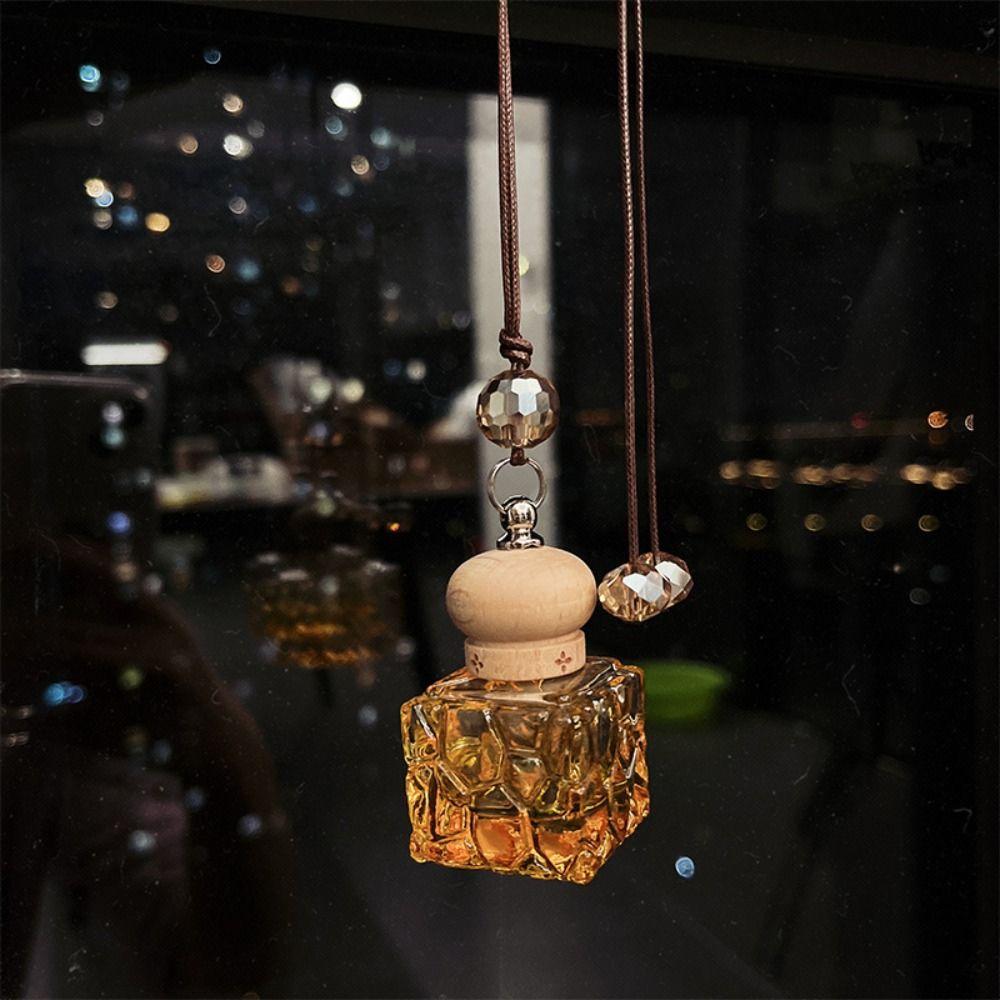 Cute Cartoon Car Aromatherapy Bottle Wood lid Car Hanging Pendant  Refillable Bottle