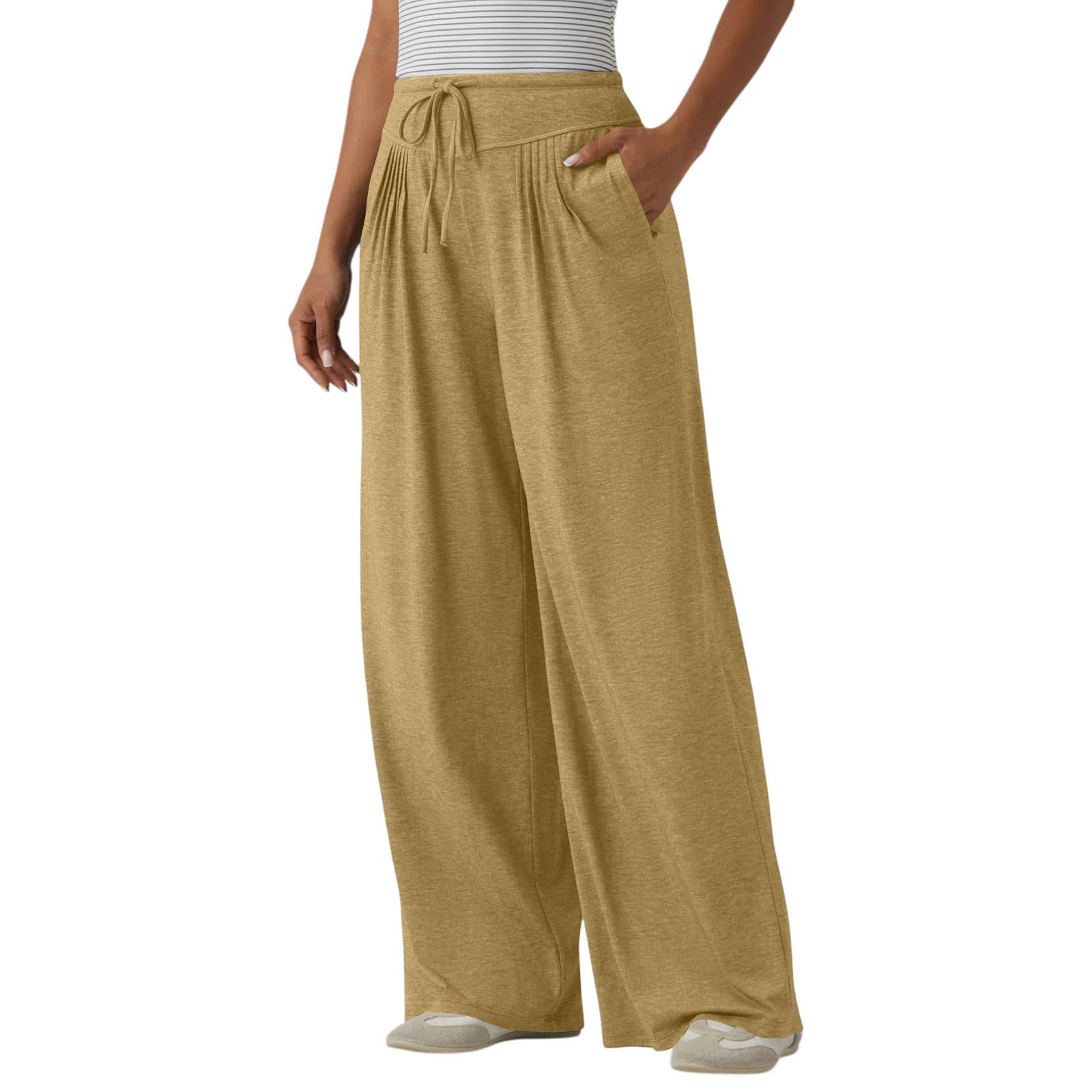 

Women s Color High-waisted Drawstring Pleated Casual Loose Pants With Belt And Pockets XXL хаки