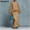 New Women's Long Sleeve Irregular Half-Length Skirt Casual Fashion Solid Color Set
