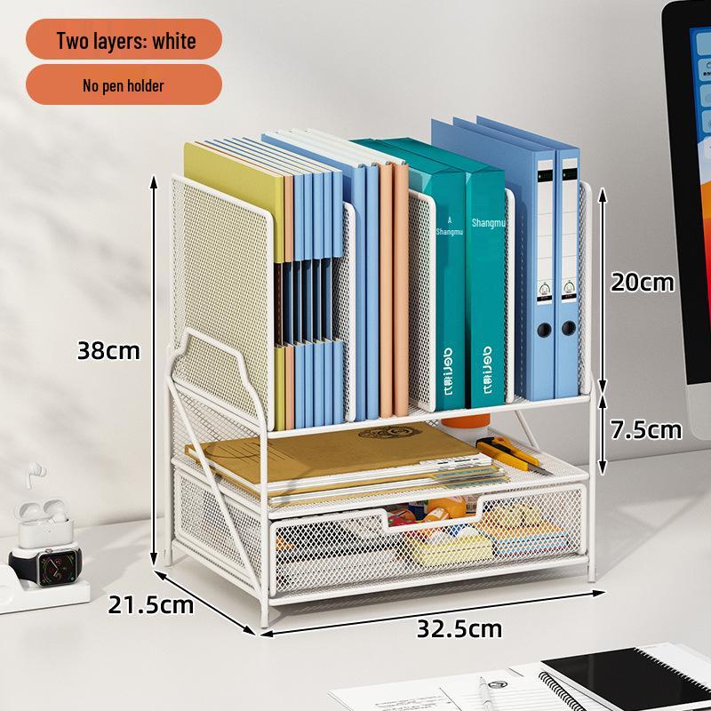 Multi-Layer Desktop Bookshelf Organizer: Large Capacity File and Paper Storage Rack