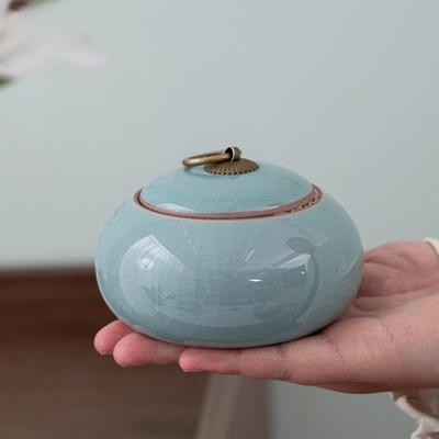 Ceramic Little Tea Caddy Chinese All Kinds of Tea Storage Box Crude Pottery Canister Container for Puer Tea Modern Style