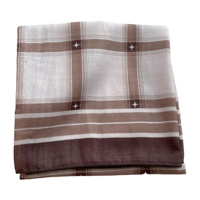 Underweight Cotton Scarf With Timeworn Checkered Pattern Soft Friendly Square Neckwear for Daily Outfits