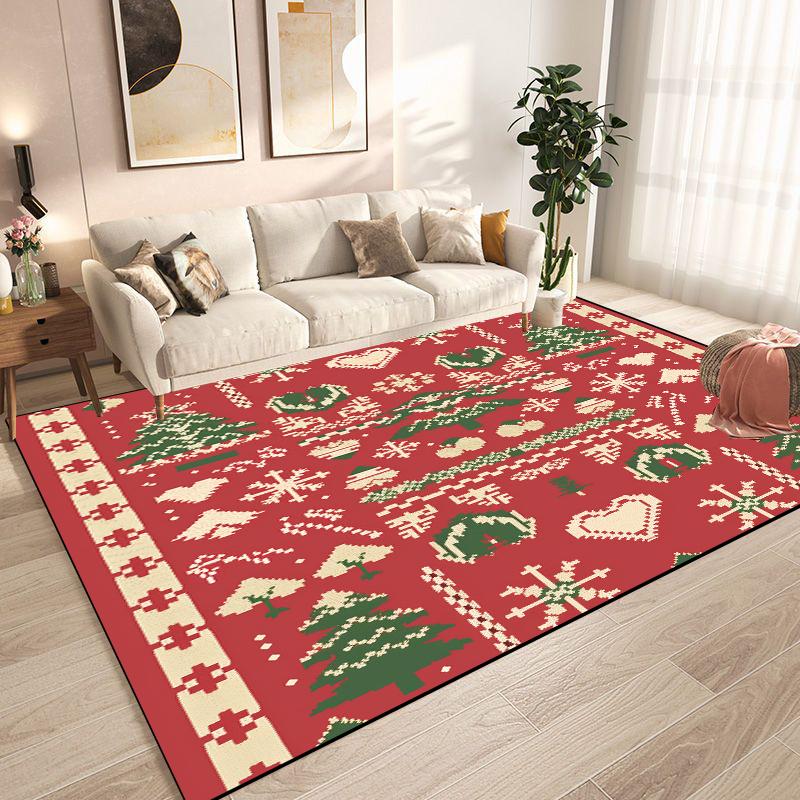 Christmas Tree Snowflake Carpet for Living Room Doormat New Year Red Decoration Home Rug Non-slip Dining Room Decor Floor Mats