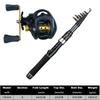 Fishing Rod, Bait Reel Set Telescopic spinning rod with reel, gear ratio 7.2:1, 18+1 bb, foldable design,  for predatory fish, right/left-handed use