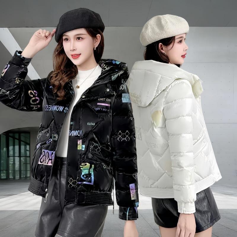 Colorful glossy down cotton-padded jacket for women's short winter new thickened cotton-padded jacket