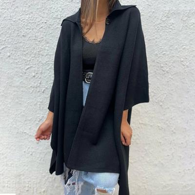 Φθινόπωρο Άνοιξη Γυναικείο Παλτό Ακανόνιστο Στρίφωμα Φαρδύ Ανοιχτό Πλεκτό Μονόχρωμο Μανίκι Ντολμάν Πόντσο Γιακάς με Πέτο Καρντιγκάν Ραντεβού Μετακίνηση Κάπα Μπουφάν