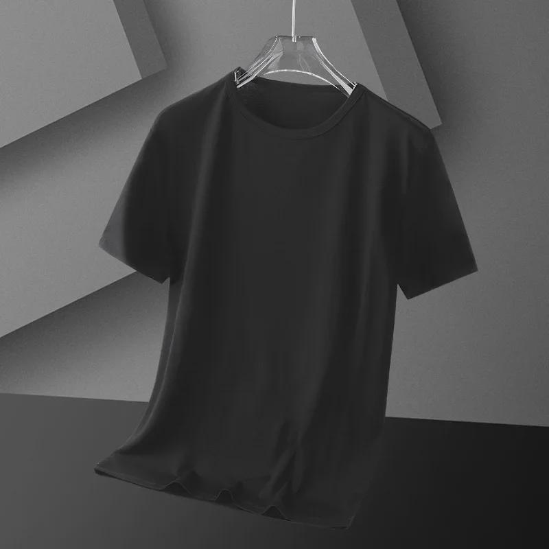 Men's Loose Fit Ice Silk Solid Color Short-Sleeve T-Shirt - Simple & Versatile Summer Style