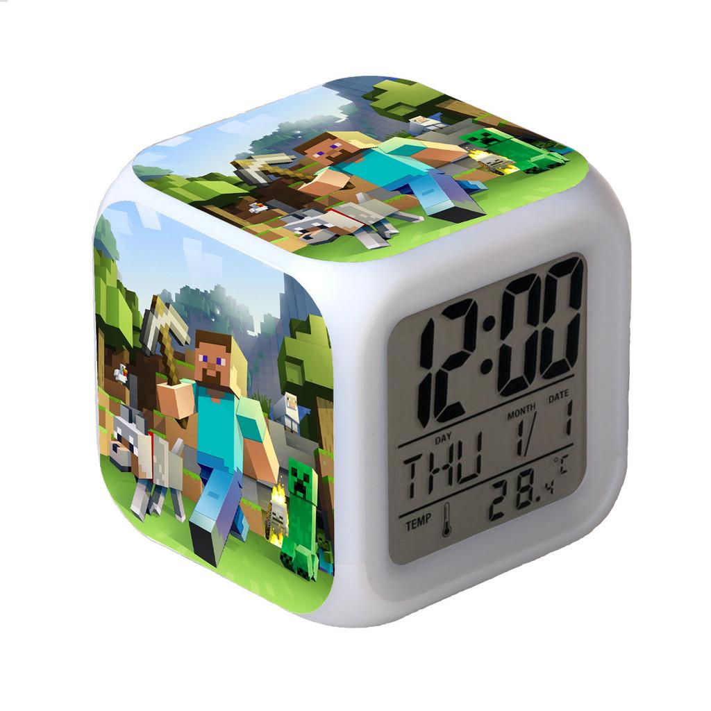 Minecraft Alarm Clock Led Night Light Colourful Changing Desktop Decoration