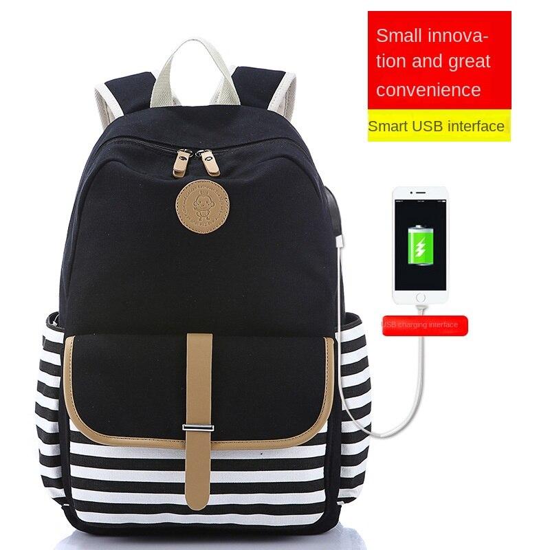 SUNBORLS New Backpack Female Casual School Bag Female Middle School Student Canvas Bag Female Mountaineering Bag Korean Style Ins