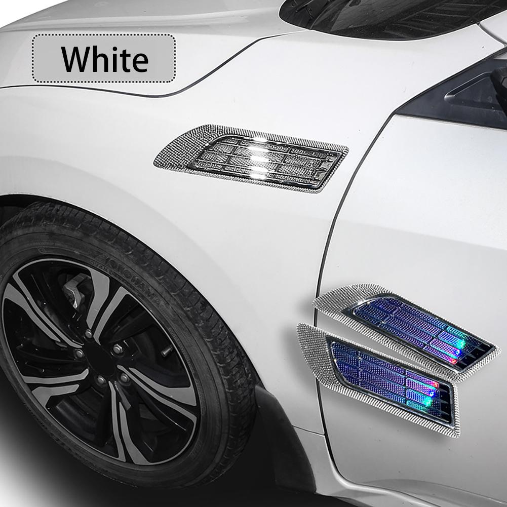 2 In1 Car Exterior Air Intake Flow Side Fender Vent Wing Cover Trim  Solar Energy Shark Gill Mood Light Universal Car Styling