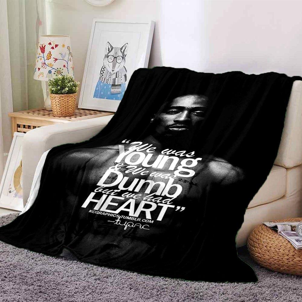 1pc 2PacHip Hop Blanket Soft Lightweight All Season Multi Purpose Throw for Sofa, Bed, Office & Picnics, French Style with Iconic Album Art & Quotes