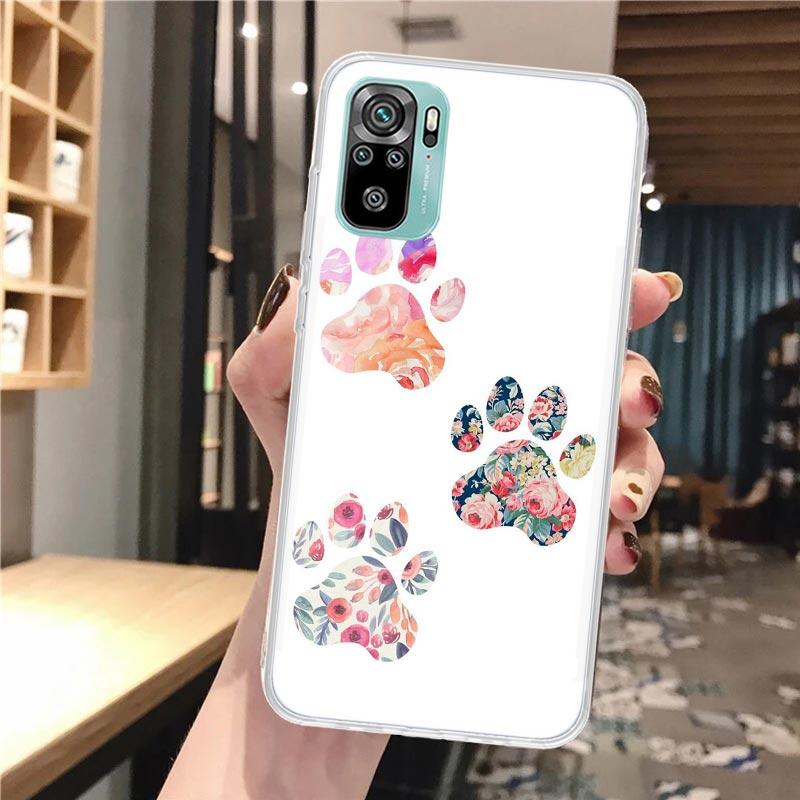 Dog Footprint Paw Cute Soft Phone Case For Xiaomi Redmi Note 12 12S 13 14 11 11S 10 Pro 10S 11T 11E Plus 14Pro Pattern Cover Not