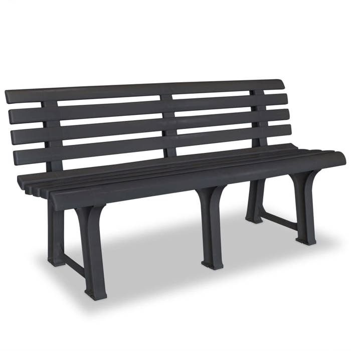 PVC Garden Bench - Vidaxl - 145.5 X 49 X 74 Cm - Grey - Outdoor