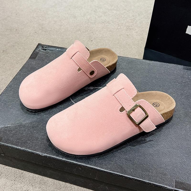 Women's Cork Baotou Slippers - Trendy Roman-Style Casual Slip-Ons In Large Sizes
