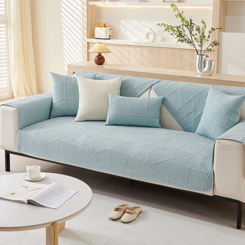 Pure Cotton Sofa Cushion Fabric Non-Slip Sofa Cover Modern Simple Straight Row Sofa Cover Four-Season Universal Seat Cushion