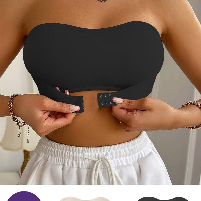 Hot Style Front Button Strapless Tube Top for Women Non-slip, Anti-exposure Strapless Back