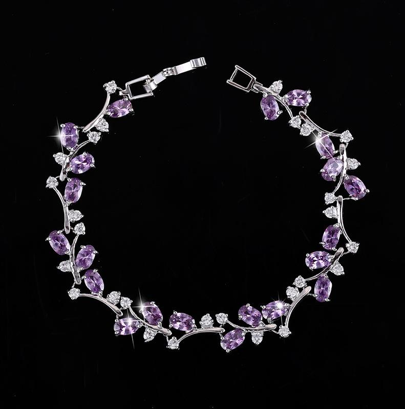 Korean Fashion 18K White Gold Plated Zircon Bracelet for Women