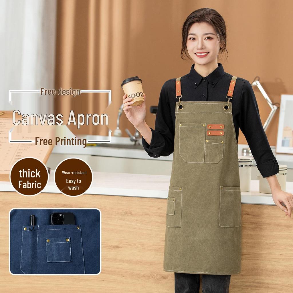Custom Waterproof Washable Denim Apron for Women - Nail Art, Baking, Coffee, Milk Tea Shop, and Barber Use