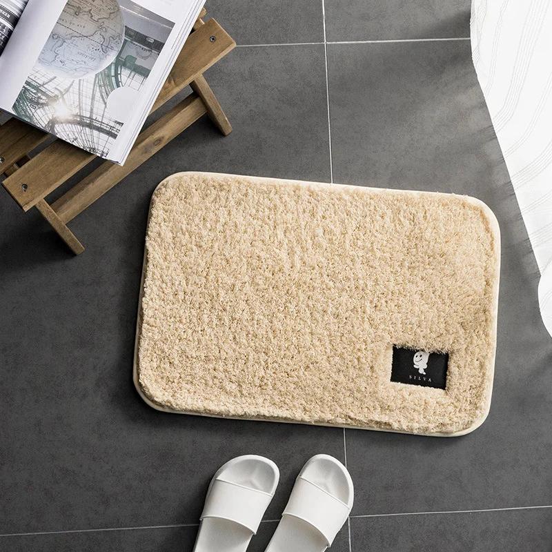 Home Bath Mat Non-slip Bathroom Carpet Soft Coral Fleece Memory Foam Rug Mat Kitchen Toilet Floor Decor Washable 600x900mm