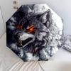 Roaring Wolf  Pattern, Automatic Folding Umbrella, Portable and Foldable Design, 8 Ribs, a Christmas or Birthday Gift.