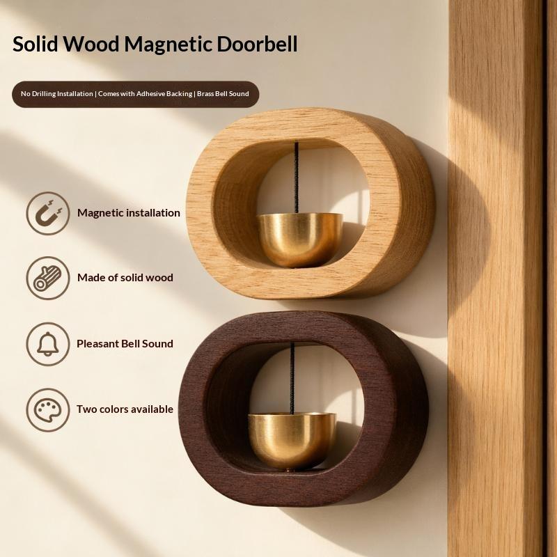 Magnetic Wind Chime Cartoon Doorbell Japanese Style Solid Wood Door Opening Alert for Pet Shop Entrance