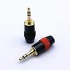 Gold-Plated 3.5mm Dual-Channel Three-Core Red/Black Rubber Ring Stereo Headphone Plug