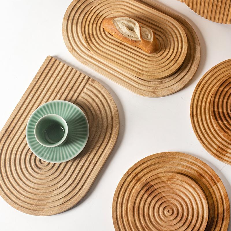 Creative Wavy Bamboo Tea Tray Irregular Ins Style Decoration Aromatherapy Serving Plate for Bread Fruit Dessert