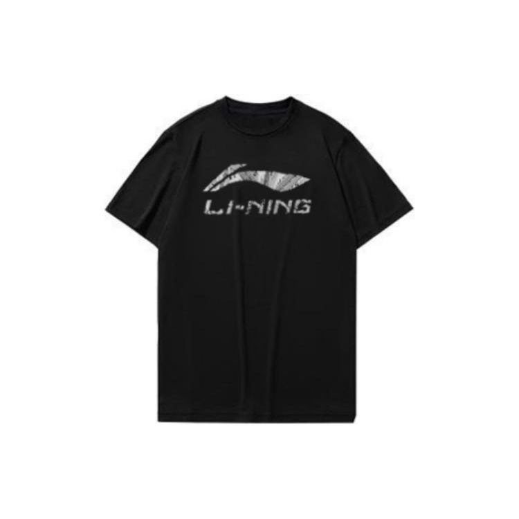 Li-Ning Sport Life Series Logo Letter Print Round Neck T-Shirt Quick-Dry Shorts Casual Sports Set Men sets Black ATST631-1+YKST061-1