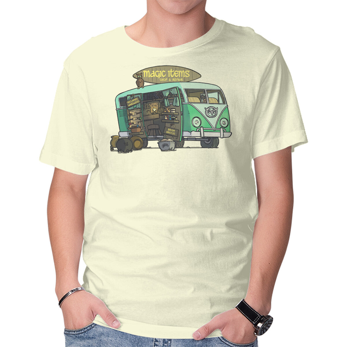 Unisex Crew Neck T-Shirt The Magic Van Graphic Short Sleeve Casual Tee XXXL