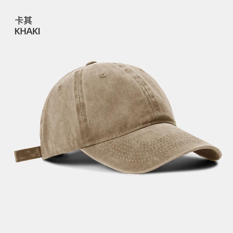 Washed baseball cap solid color trendy fashion casual men's and women's caps big head circumference versatile sun hat