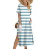 Ladies Fashion Summer Striped Print Dress Casual Beach Dress Dress Slim Holiday Dress