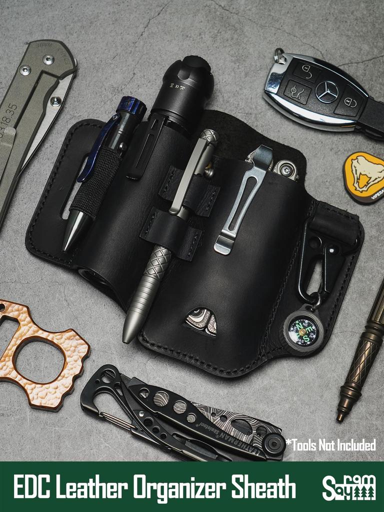 ST2 Leather Multi Tool EDC Leather Belt Belt EDC Organizer for Leatherman Keychain Great for Work and Everyday Great Gift for Men Sheath, Organizer,