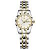 "Japanese Quartz Women's Watch Round Face 28mm Calendar Stainless Steel Gold Silver"