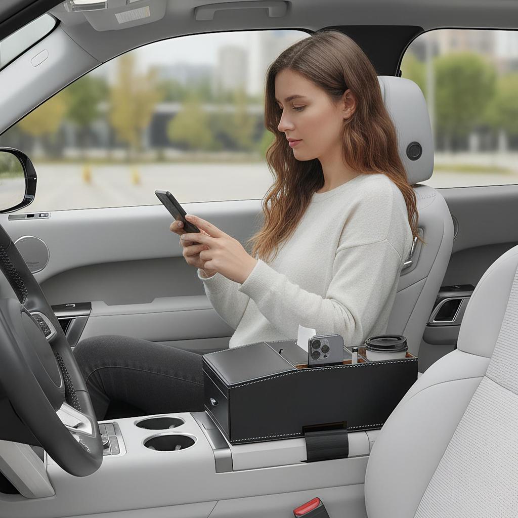 Car Armrest Organizer Ergonomic Cover Cushion Car Arm Rest Organizer Cup Holder For Automotive Interior Phone Accessories