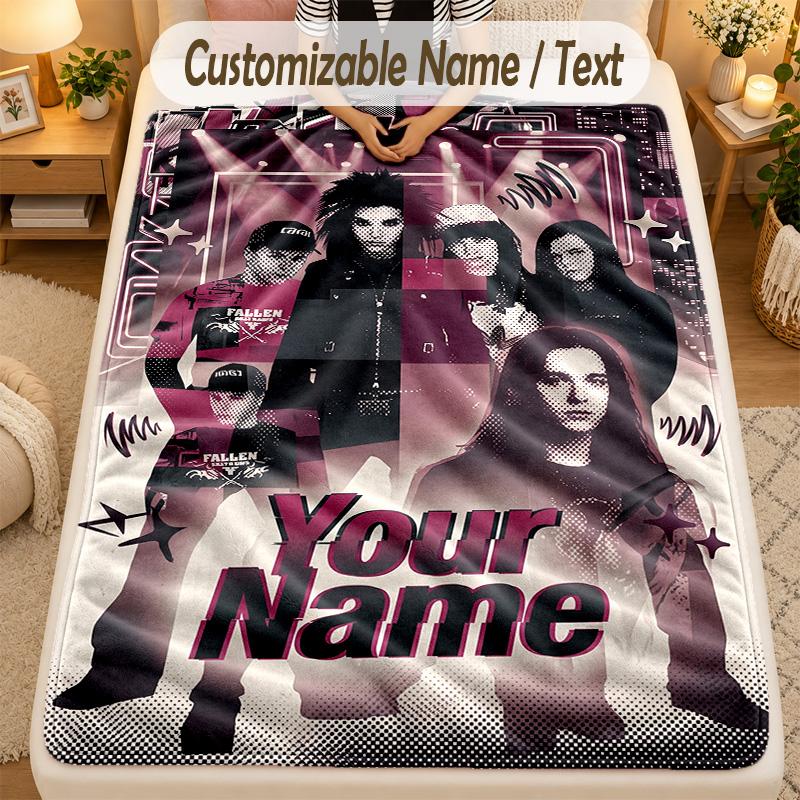 Flannel BlanketTokio Hotel Custom Name Text Personalized Soft Warm Throw Blanket Home Decor Gift