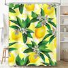 Lemon Yellow Shower Curtain, Lemon Print Bath Decor, Fruit Pattern Fabric Bathroom Shower Cloth, Waterproof Hanging Home Decorat