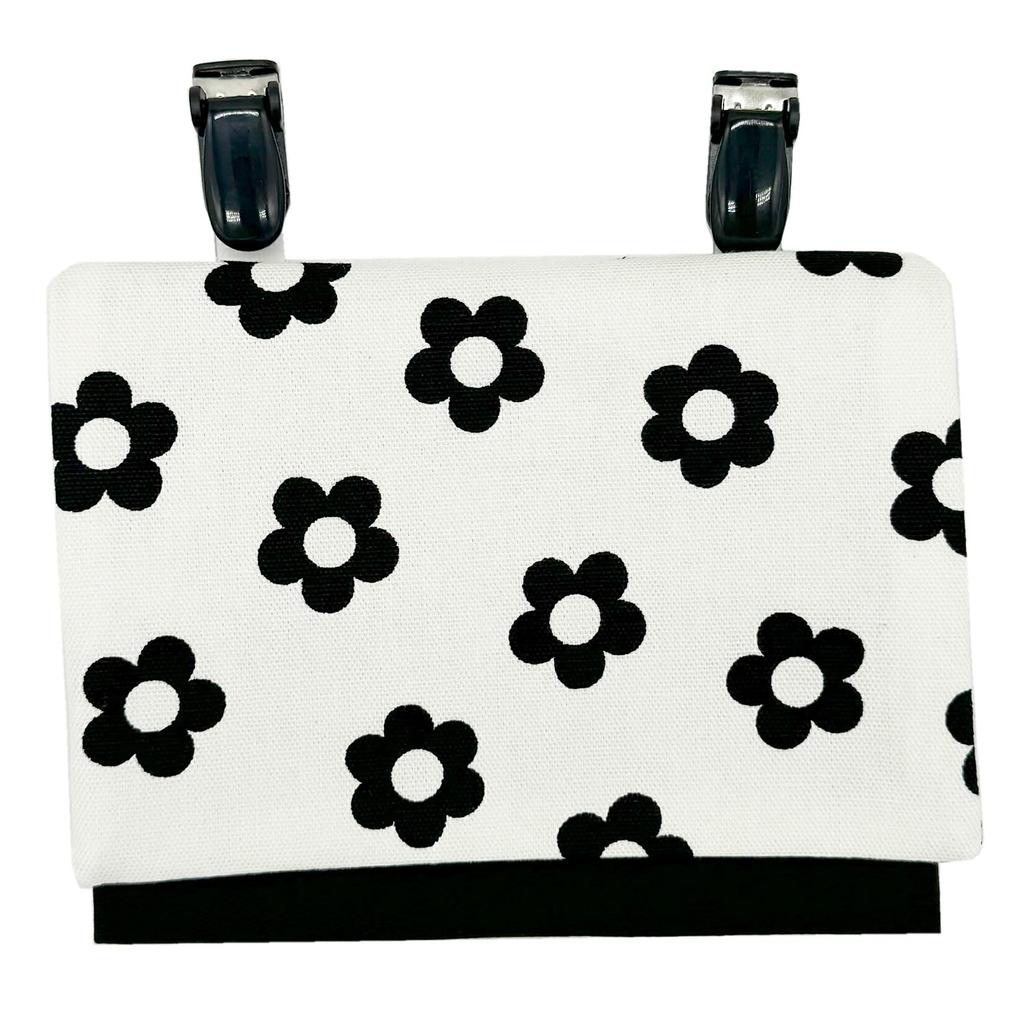 Jewelry Shop M Portable Clip Pocket Pouch for Elementary School Girls and Simple Pocket Made In White with Flower and Daisy Motifs Children, Pouch,