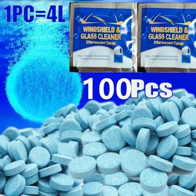 50 Stück Auto Scheibenwaschanlage Festes Auto Reinigungs Brausetabletten Waschanlagen Konzentrat Tabletten Für Küchenfenster Glas Reinigungs-Set