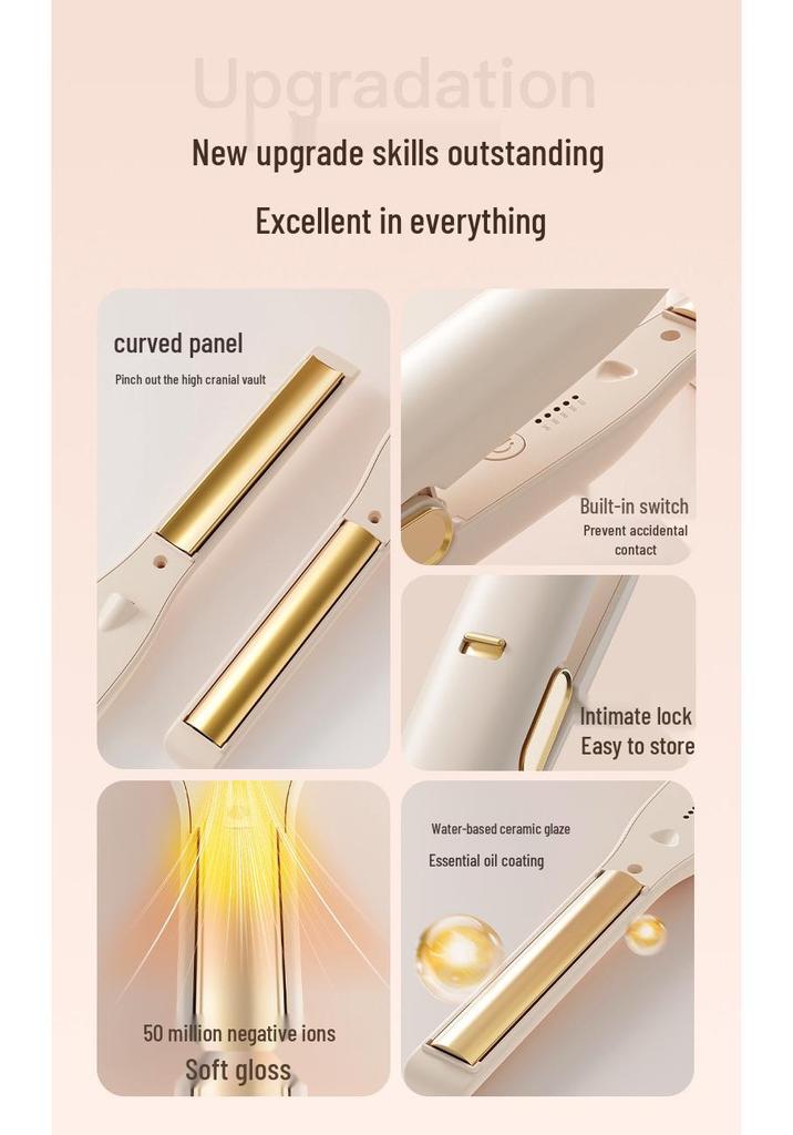 Dual-Use Curling & Straightening Iron with Negative Ion Technology - Portable for Home, Travel & Dorm Use