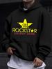 Casual Rockstar Graphic Hoodie - Green with Yellow Star & "Rockstar Energy Drink" Print